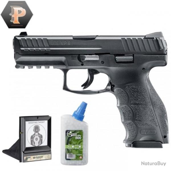 Pistolet HK VP9 billes 6mm  ressort 0,5J + billes + porte cible + cibles