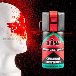 Bombe traçante anti-agression 40ml GEL COLORANT ROUGE avec clip TW1000 (fabriqué en Allemagne)