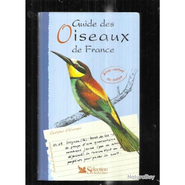 guide des oiseaux de france avec carnet de notes ,