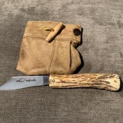 Couteau pliant EUSTACHE custom bois de cerf clous