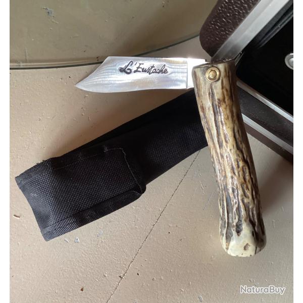 Couteau pliant EUSTACHE Customise bois de cerf clous