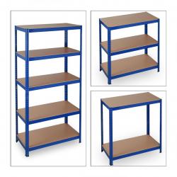 Étagère charge lourde meuble de rangement à clip cave charge garage 180 cm acier bleu 13_0001058