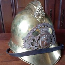 Casque de pompier Alsacien Mle 1895 de la ville de Lipsheim bas Rhin.