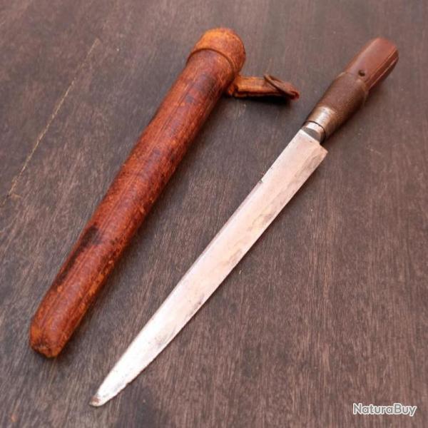 Ancien Couteau d Afrique du nord BOU SAADI avec tui en cuir d Origine