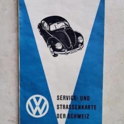Rare VolksWagen Service und Strassenkarte der Schweiz 1957