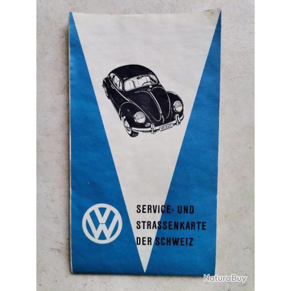 Rare VolksWagen Service und Strassenkarte der Schweiz 1957