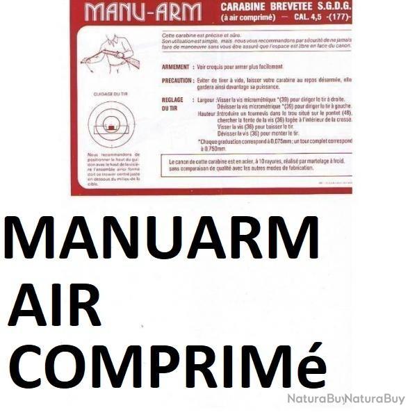 notice carabine MANUARM 4.5 AIR COMPRIME (envoi par mail) - VENDU PAR JEPERCUTE (m1542)