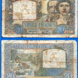 France 20 Francs 1941 Science et Travail Billet Franc Frcs