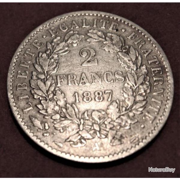 2 francs CERES 1887 A TTB argent 835%