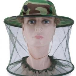 Chapeau de pêche camouflage  Anti moustique abeille, filet d'extérieur