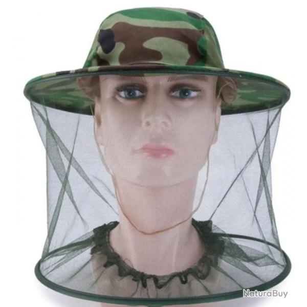 Chapeau de pche camouflage  Anti moustique abeille, filet d'extrieur