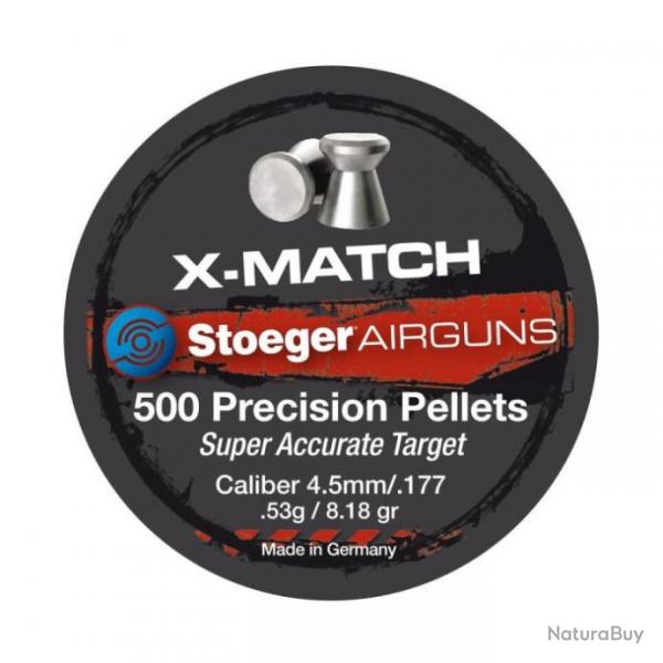 Boite de plombs Stoeger X-match tte plate 0.53 g - Cal. 4.5 Par 1