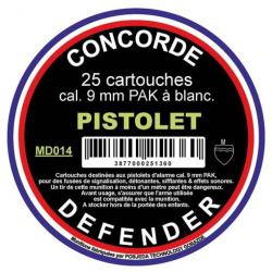 Cartouches à blanc Concorde Defender - Cal. 9 mm PAK 50
