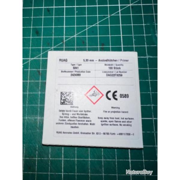 400 amorces large rifle Ruag type 5341 disponible de suite