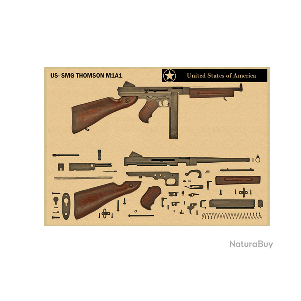 Affiche, poster vintage d'arme pour dcoration, taille 30x21cm modle 6