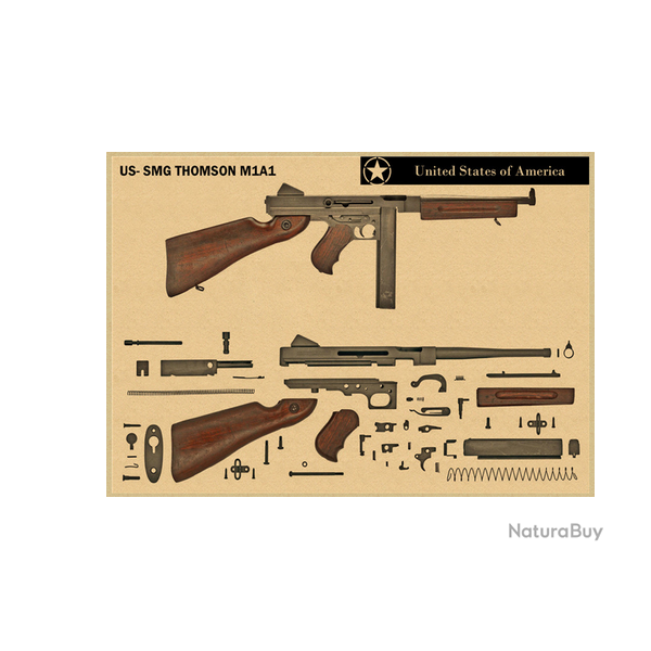 Affiche, poster vintage d'arme pour dcoration, taille 42x30cm modle 6