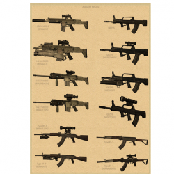 Affiche, poster vintage d'arme pour décoration, taille 42x30cm modèle 18