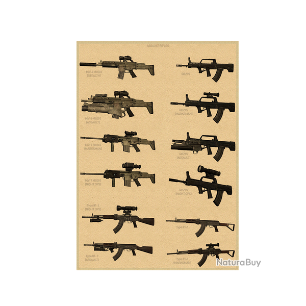 Affiche, poster vintage d'arme pour dcoration, taille 42x30cm modle 18