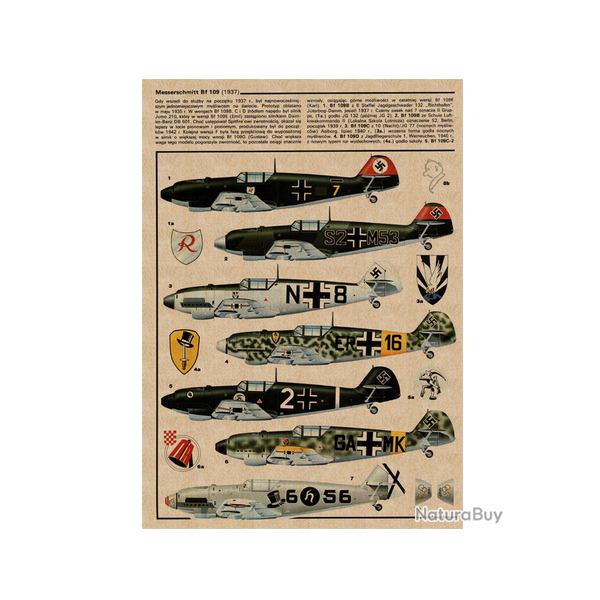 Affiche, poster vintage d'avion pour dcoration, taille 21x30cm modle 11