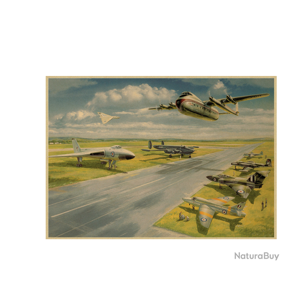 Affiche, poster vintage d'avion couleur pour dcoration, taille 30x21cm modle 1