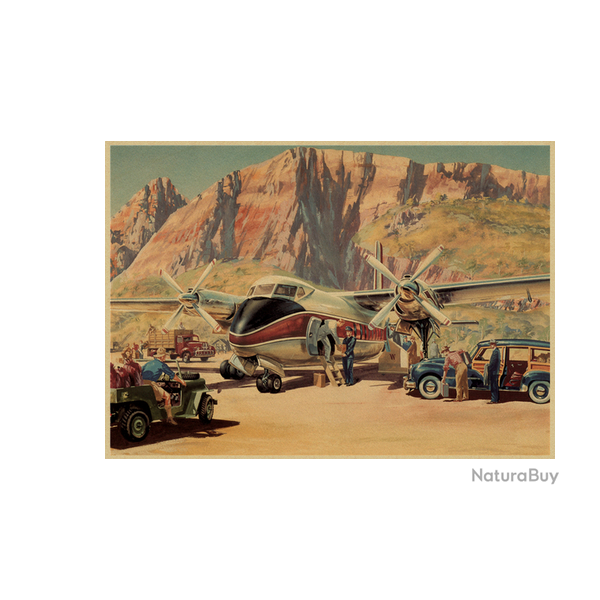 Affiche, poster vintage d'avion couleur pour dcoration, taille 30x21cm modle 13