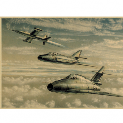 Affiche, poster vintage d'avion couleur pour décoration, taille 30x21cm modèle 14