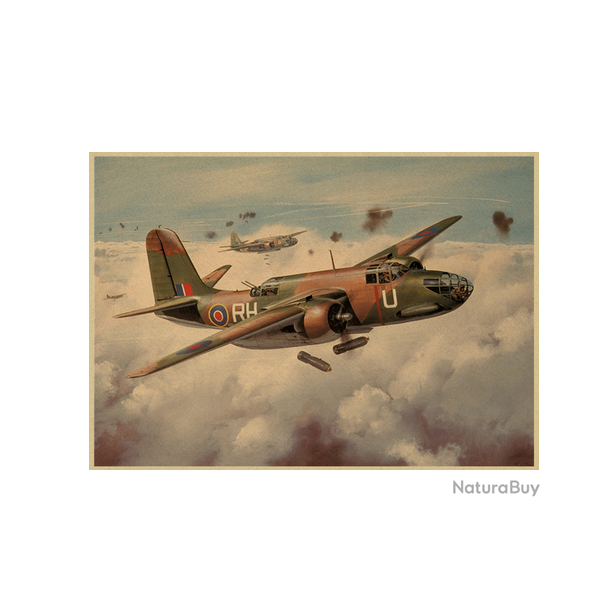 Affiche, poster vintage d'avion couleur pour dcoration, taille 30x21cm modle 15