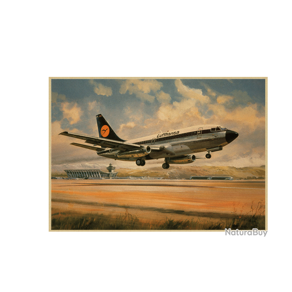 Affiche, poster vintage d'avion couleur pour dcoration, taille 30x21cm modle 22