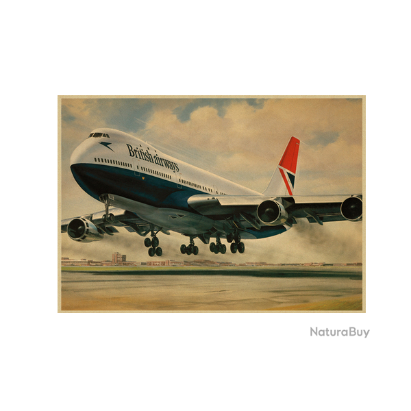 Affiche, poster vintage d'avion couleur pour dcoration, taille 30x21cm modle 23