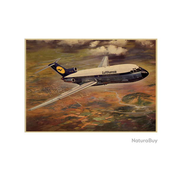 Affiche, poster vintage d'avion couleur pour dcoration, taille 42x30cm modle 20
