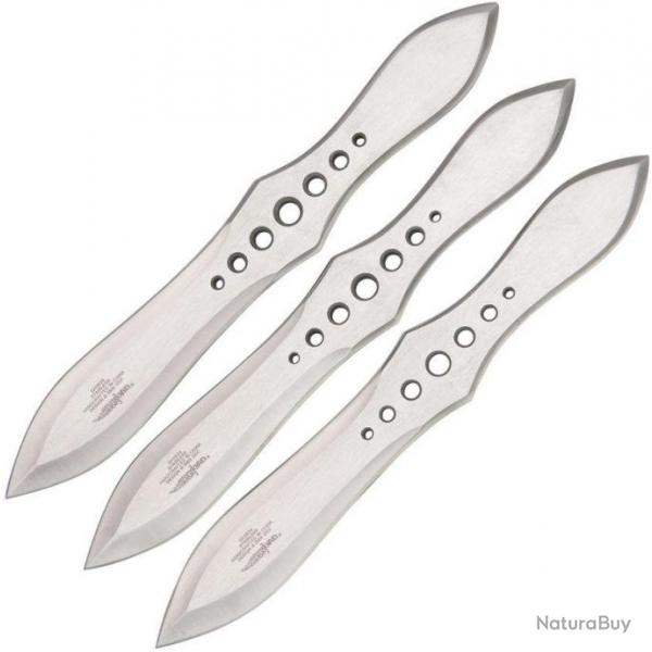 3 Couteaux de Lancer Monobloc Acier Inoxydable Etui