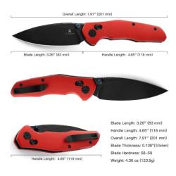 Couteau Bestech Ronan Red Manche G10 Lame Acier 14C28N Black IKBS Crossbar Lock Clip BTKMK02J