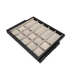 Kit tiroir d'organisation Emuca avec glissières à fermeture douce pour armoire module 600mm noir tex