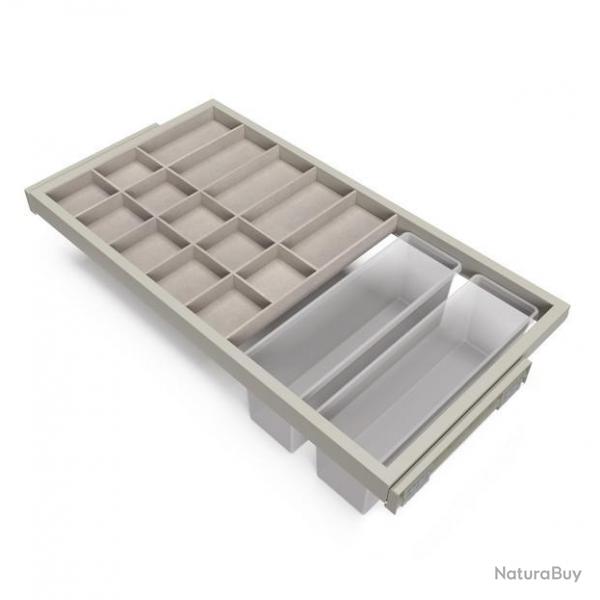 Kit tiroir d'organisation Emuca avec plateau auxiliaire et glissires  fermeture douce pour armoire