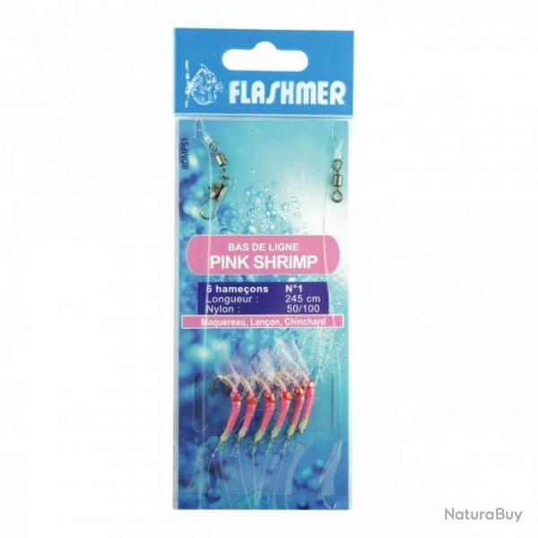 Bas De Ligne Flashmer Pink Shrimp - 6 Ham. N 1