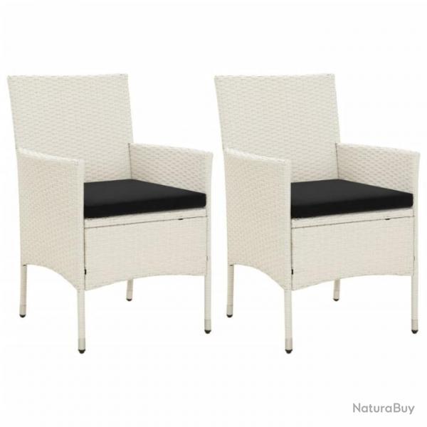 Chaises de jardin avec coussins 2 pcs Rsine tresse Blanc