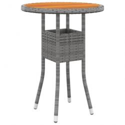 Table de jardin Ø60x75 cm Acacia et résine tressée Gris