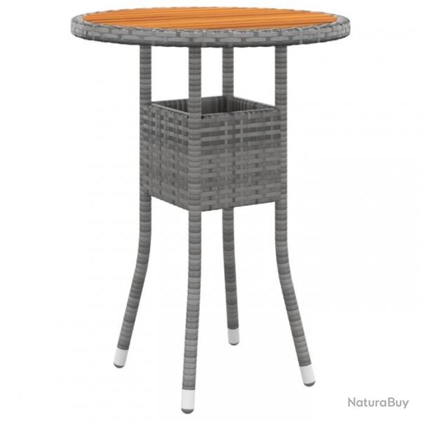 Table de jardin 60x75 cm Acacia et rsine tresse Gris