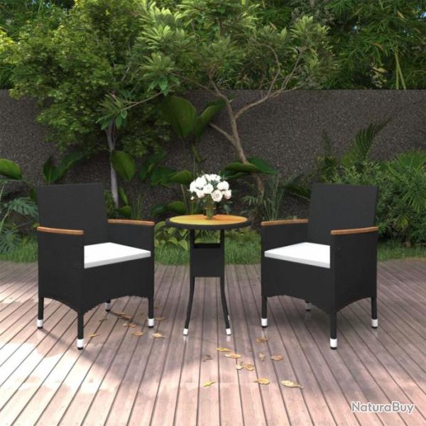 Mobilier  dner de jardin 3 pcs Rsine tresse Noir