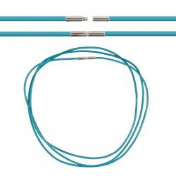 Cordon cuir de chevreau fermoir baïonnette - 38 cm Bleu turquoise