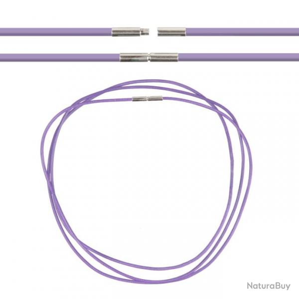 Cordon cuir de chevreau fermoir baonnette - 38 cm Lilas