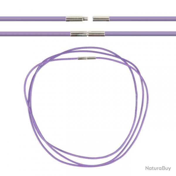 Cordon cuir de chevreau fermoir baonnette - 50 cm Lilas