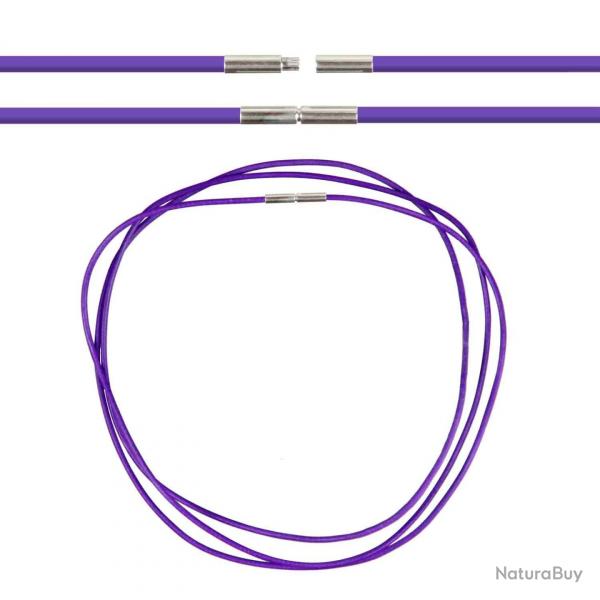 Cordon cuir de chevreau fermoir baonnette - 54 cm Violet