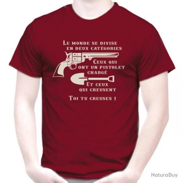 T-SHIRT - LE MONDE SE DIVISE EN DEUX CATEGORIES -  Le Bon La Brute Le Truand  Western Colt 1851 Navy
