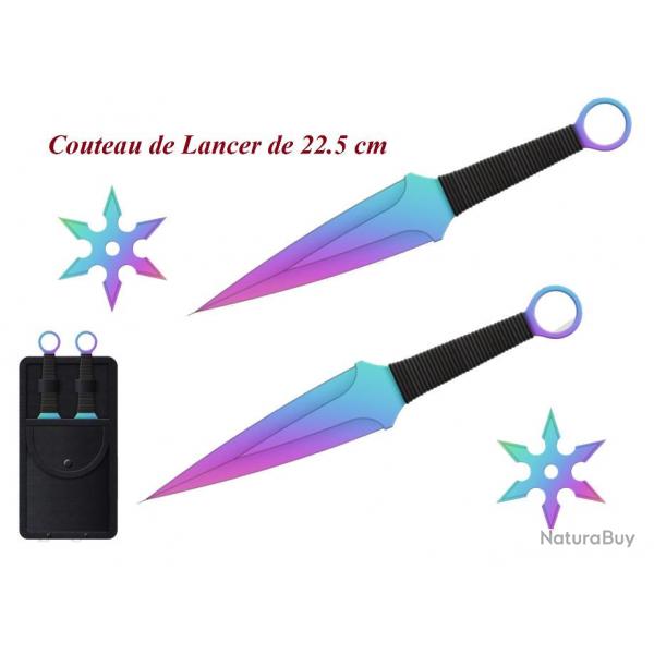 Set de 2 couteaux de lancer anodis de 22.5 cm + 2 shuriken   offrir