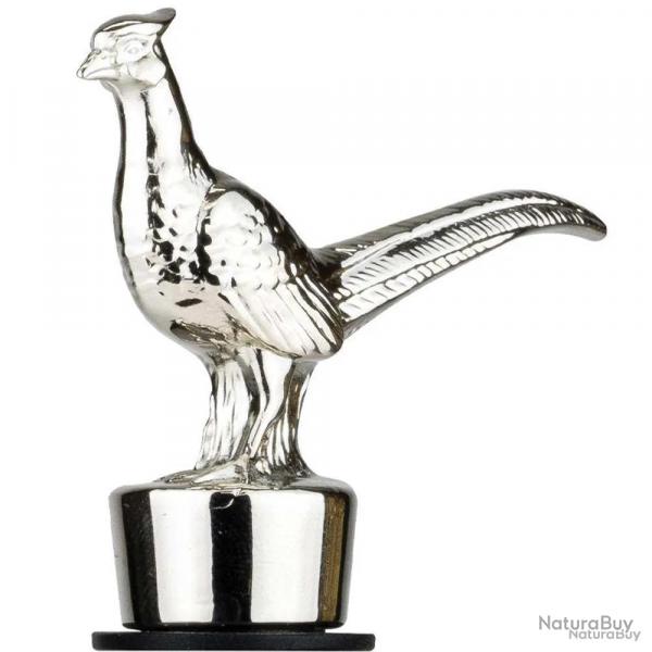Bouchon de bouteille de vin faisan métal zinc argenté noir 10cm