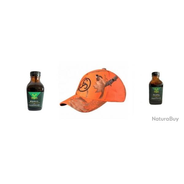 Wahoo - Attractant VITEX Goudliq 500g + Blackvit 500g + Casquette Sauer camo orange