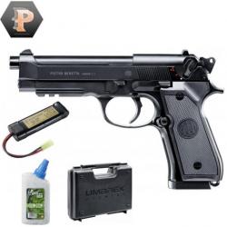 Pistolet Beretta M92 A1 billes 6mm électrique full auto 0.5J + batterie + billes + mallette