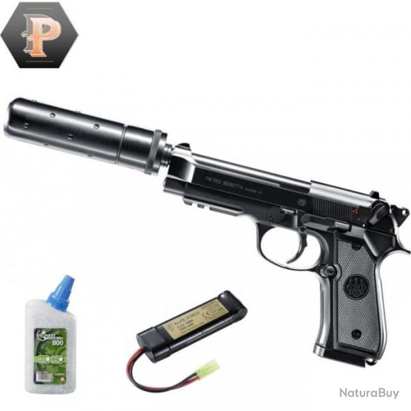 Pistolet Beretta M92 A1 tactical BBS 6mm electrique full auto + billes + batterie