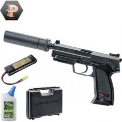 Pistolet HK USP tactical billes 6mm électrique full auto 0.5J + Billes + batterie + mallette